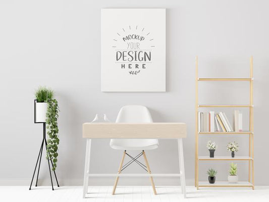 Free Poster Frame In Living Room Mockup Psd