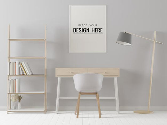 Free Poster Frame In Living Room Mockup Psd