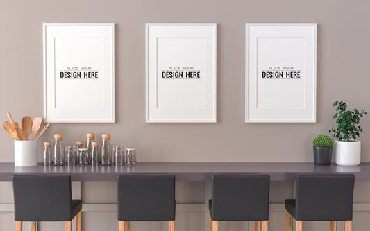 Free Poster Frame In Living Room Mockup Psd