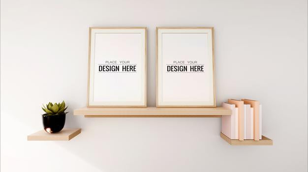 Free Poster Frame In Living Room Mockup Psd