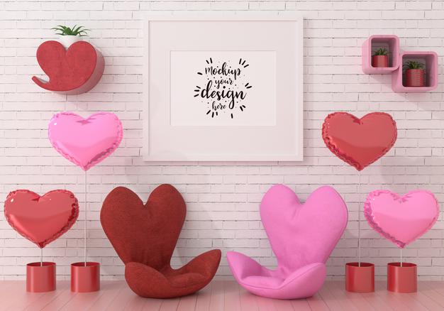 Free Poster Frame In Living Room Mockup Psd