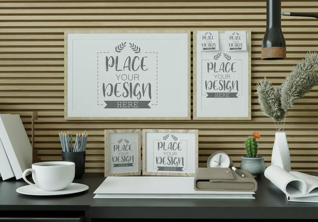 Free Poster Frame In Living Room Mockup Psd