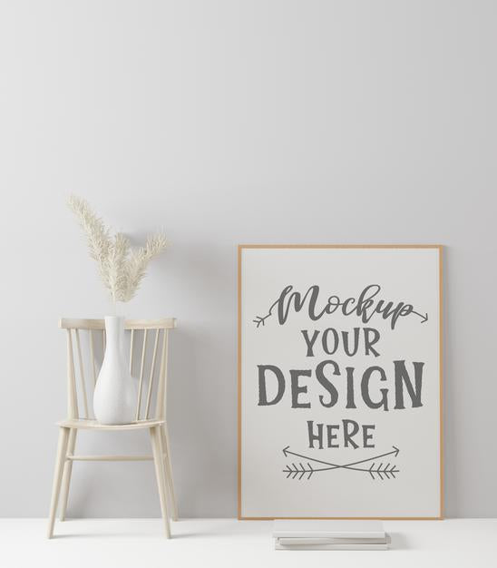 Free Poster Frame In Living Room Mockup Psd