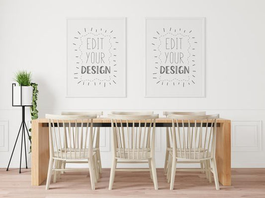 Free Poster Frame In Living Room Mockup Psd