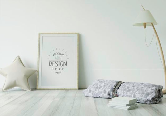 Free Poster Frame In Living Room Mockup Psd