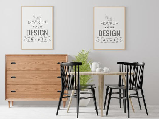 Free Poster Frame In Living Room Mockup Psd