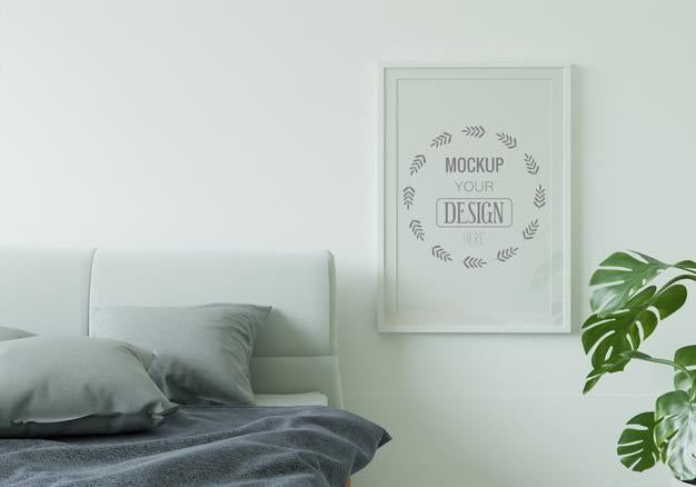 Free Poster Frame In Living Room Mockup Psd