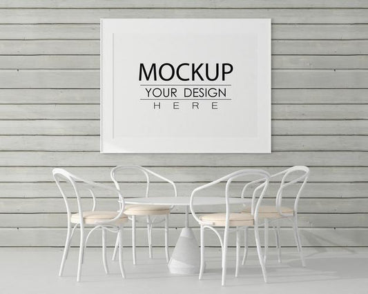 Free Poster Frame In Living Room Mockup Psd