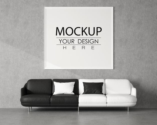 Free Poster Frame In Living Room Mockup Psd