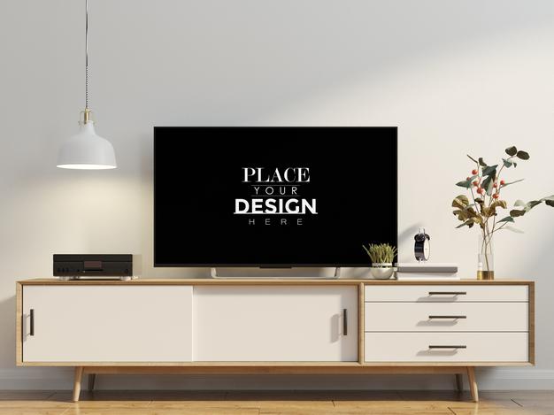 Free Poster Frame In Living Room Mockup Psd