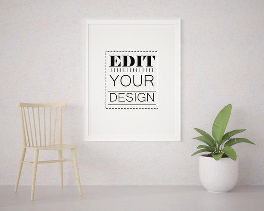 Free Poster Frame In Living Room Mockup Psd