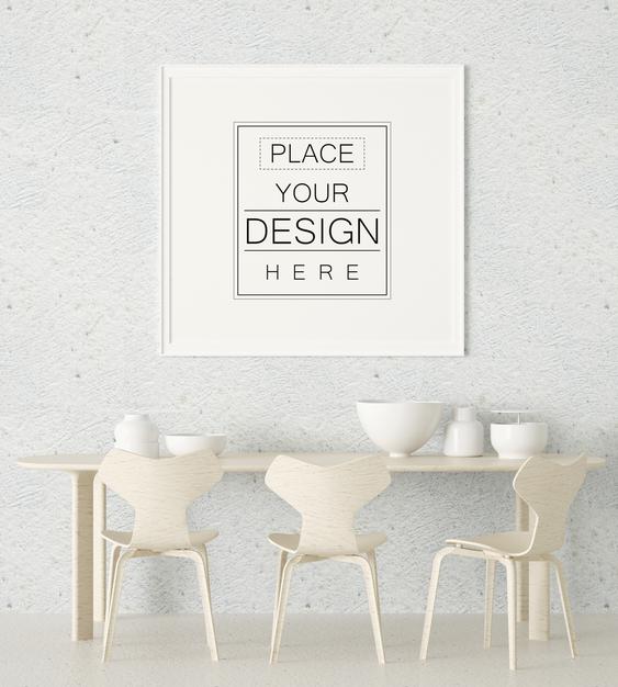 Free Poster Frame In Living Room Mockup Psd