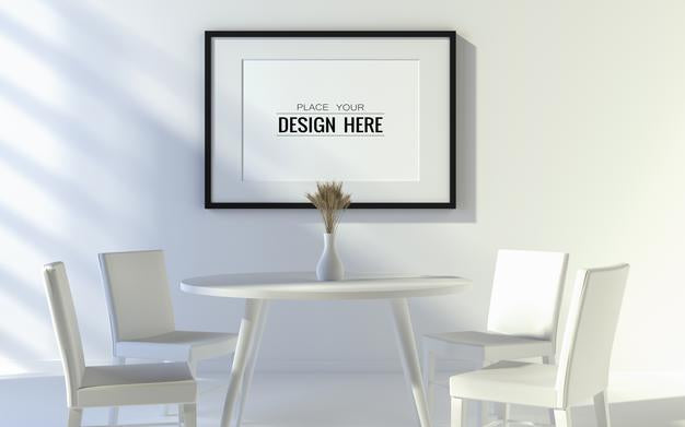 Free Poster Frame In Living Room Mockup Psd