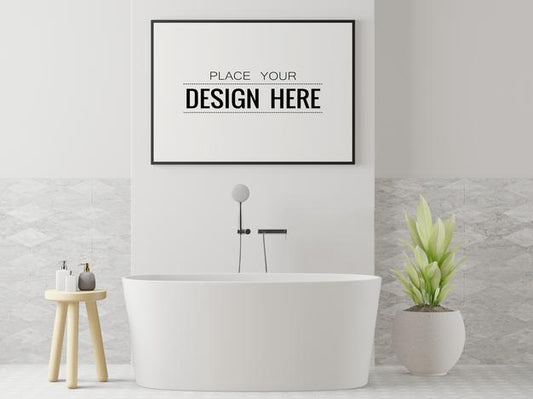 Free Poster Frame In Living Room Mockup Psd