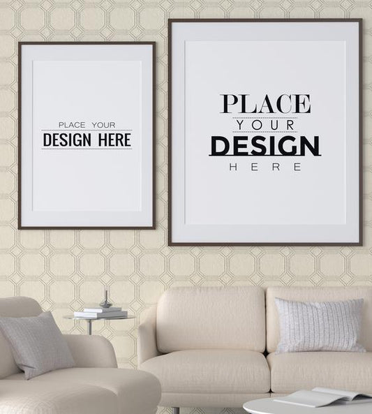 Free Poster Frame In Living Room Psd Mockup Psd