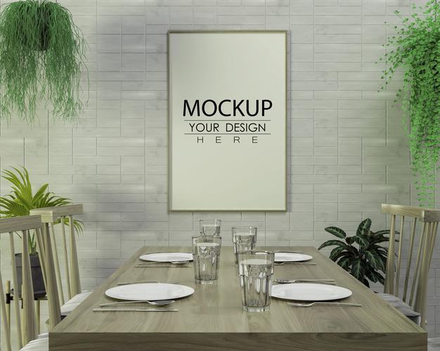 Free Poster Frame In Living Room Psd Mockup Psd