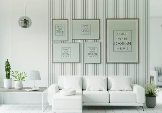 Free Poster Frame In Living Room Psd Mockup Psd