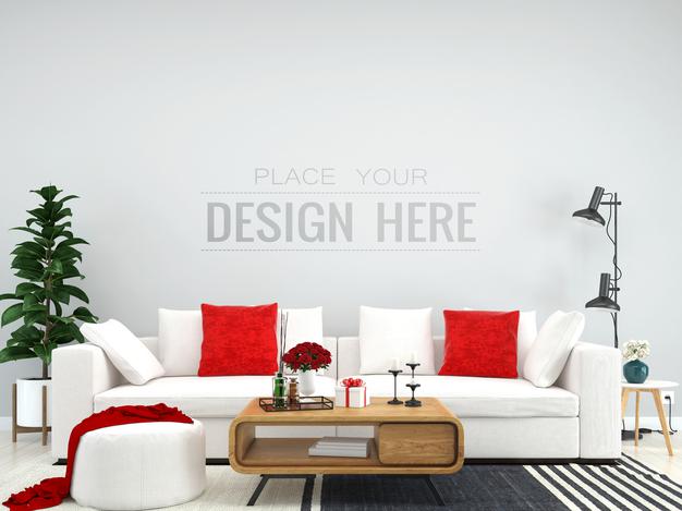 Free Poster Frame In Living Room Psd Mockup Psd