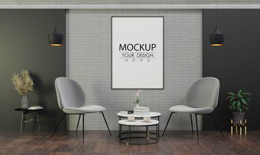 Free Poster Frame In Living Room Psd Mockup Psd