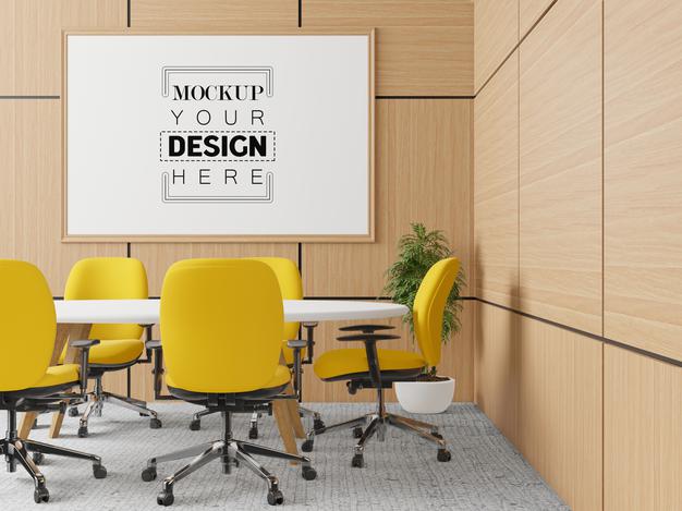 Free Poster Frame In Living Room Psd Mockup Psd