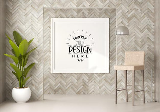 Free Poster Frame In Living Room Psd Mockup Psd