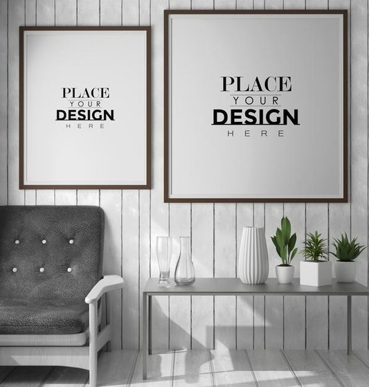 Free Poster Frame In Living Room Psd Mockup Psd