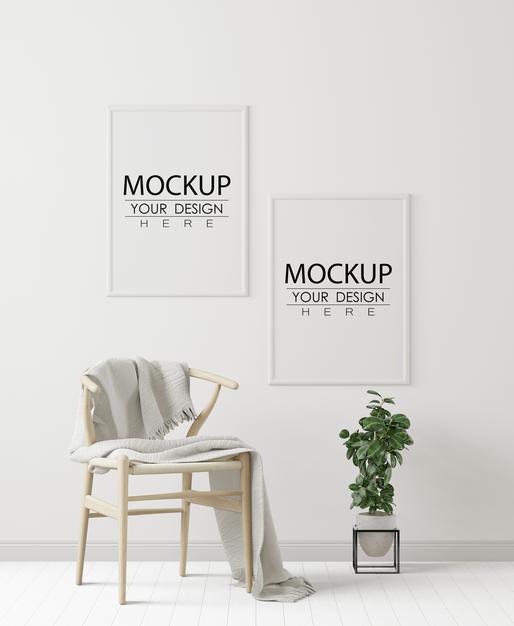 Free Poster Frame In Living Room Psd Mockup Psd