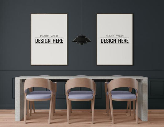 Free Poster Frame In Living Room Psd Mockup Psd