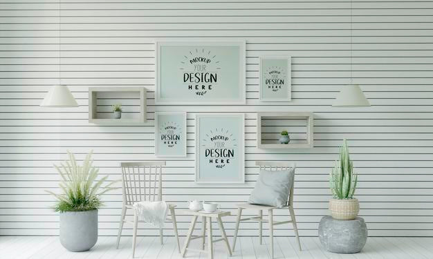 Free Poster Frame In Living Room Psd Mockup Psd