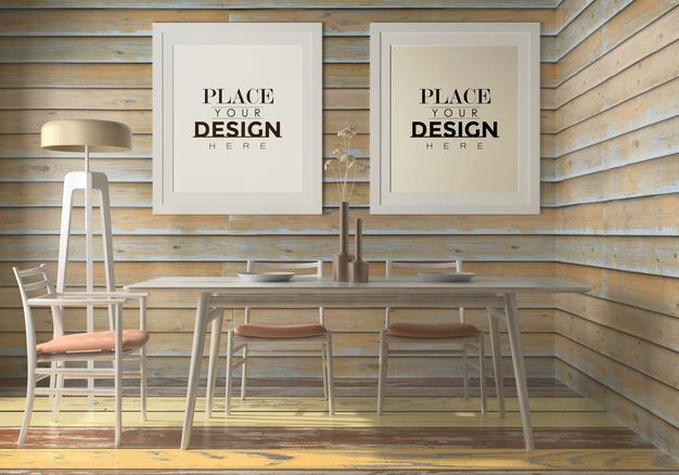 Free Poster Frame In Living Room Psd Mockup Psd