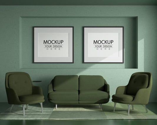 Free Poster Frame In Living Room Psd Mockup Psd