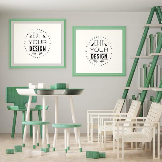 Free Poster Frame In Living Room Psd Mockup Psd