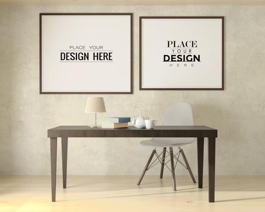 Free Poster Frame In Living Room Psd Mockup Psd