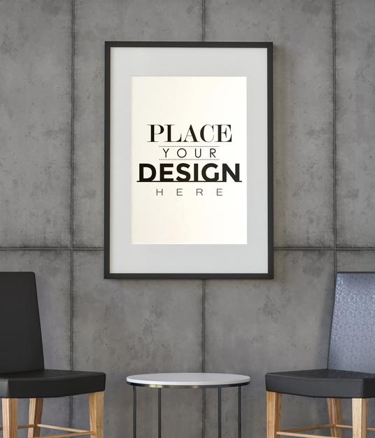 Free Poster Frame In Living Room Psd Mockup Psd