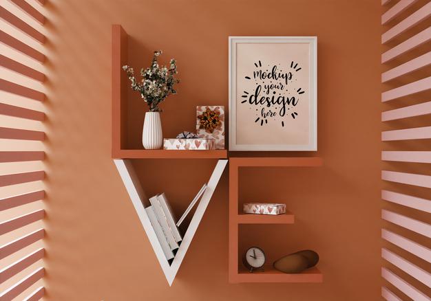 Free Poster Frame In Living Room Psd Mockup Psd