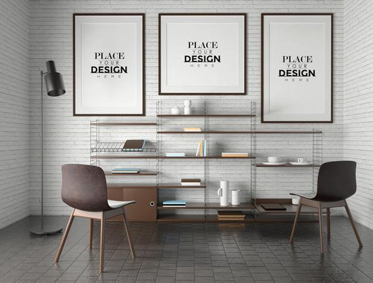 Free Poster Frame In Living Room Psd Mockup Psd