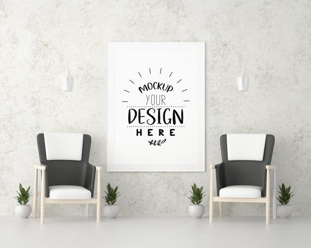 Free Poster Frame In Living Room Psd Mockup Psd