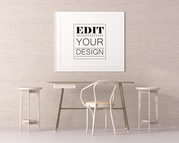 Free Poster Frame In Living Room Psd Mockup Psd