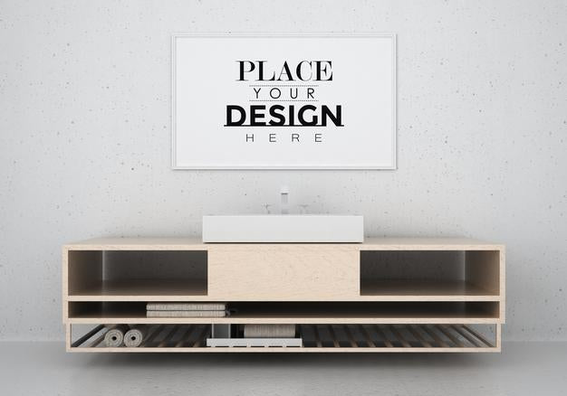 Free Poster Frame In Living Room Psd Mockup Psd