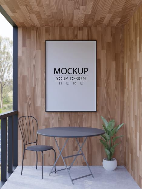 Free Poster Frame In Living Room Psd Mockup Psd