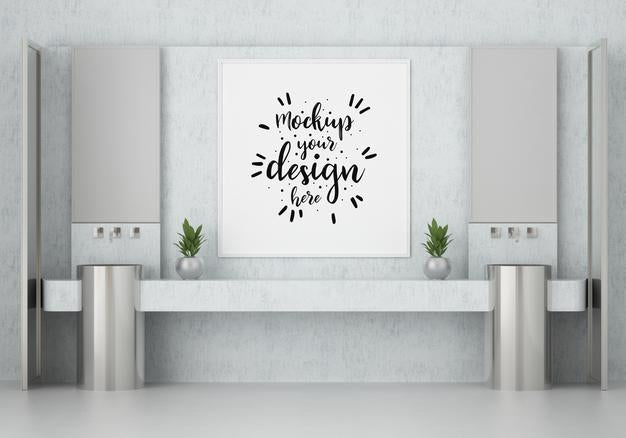 Free Poster Frame In Living Room Psd Mockup Psd