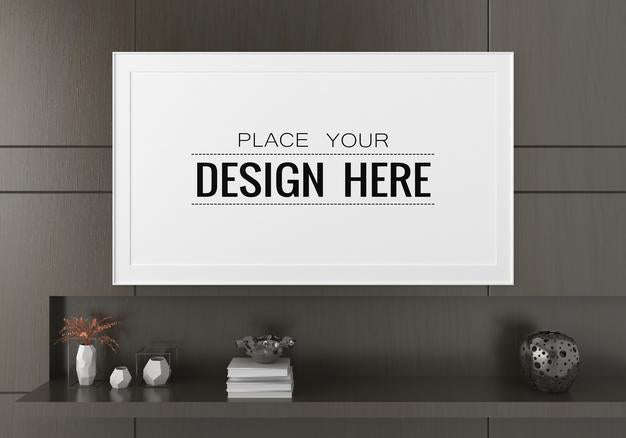 Free Poster Frame In Living Room Psd Mockup Psd