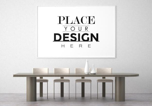 Free Poster Frame In Living Room Psd Mockup Psd