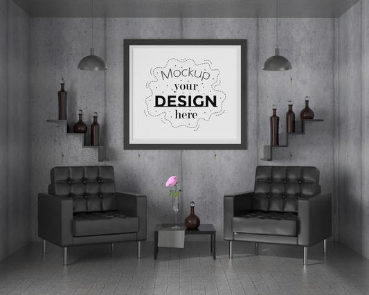 Free Poster Frame In Living Room Psd