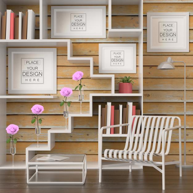 Free Poster Frame In Living Room Psd