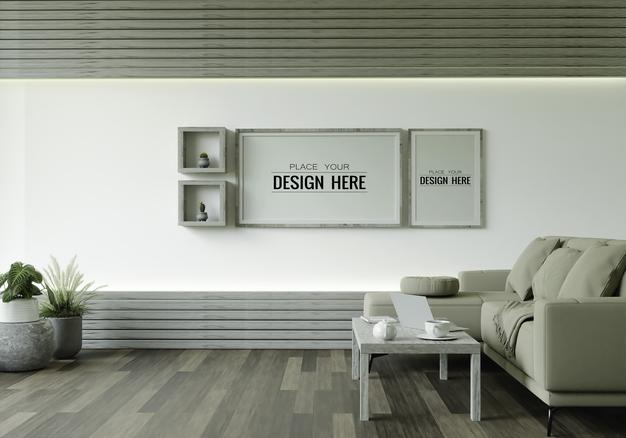 Free Poster Frame In Living Room Psd