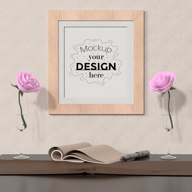 Free Poster Frame In Living Room Psd