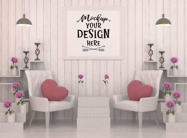 Free Poster Frame In Living Room Psd