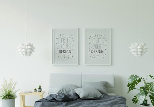 Free Poster Frame Interior In A Bedroom Psd
