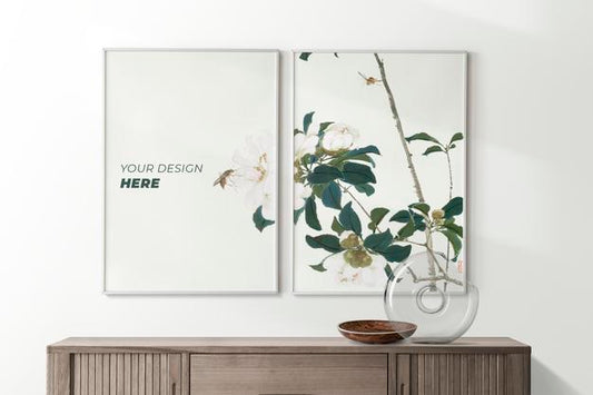 Free Poster Frame Mockup Hanging On Wall Psd
